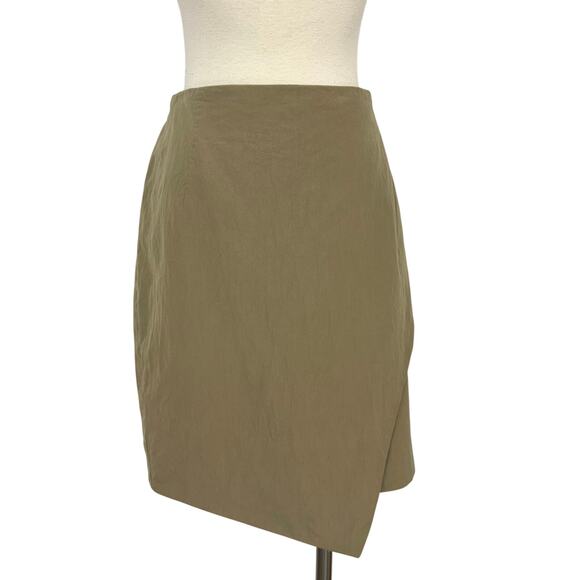 Escada Silk Pencil Skirt Asymmetrical Wrap Hem in Beige/Taupe Size 42 (US12) - Picture 1 of 11